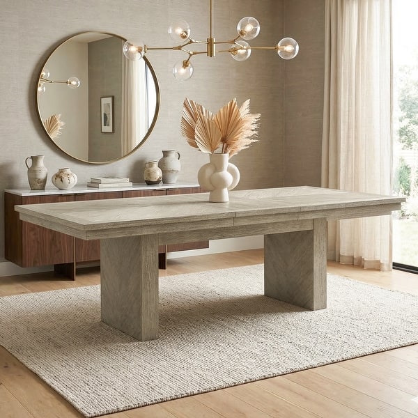 slide 2 of 7, Furniture of America Yetaria Modern Farmhouse Distressed 94-inch Wood Extendable Dining Table Natural