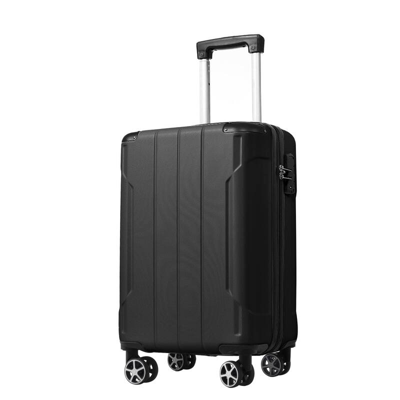 3-Piece, 20, 24, 28-Inch Modern Expandable Hard-Shell Luggage with 2 Spinners and TSA Lock, for Boarding Travel, Black