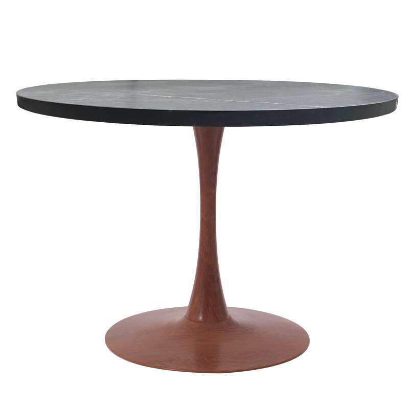Bristol Round Dining Table 36 in. Wide MDF Tabletop in Cherry Steel Pedestal Base for Modern Kitchen and Dining Room