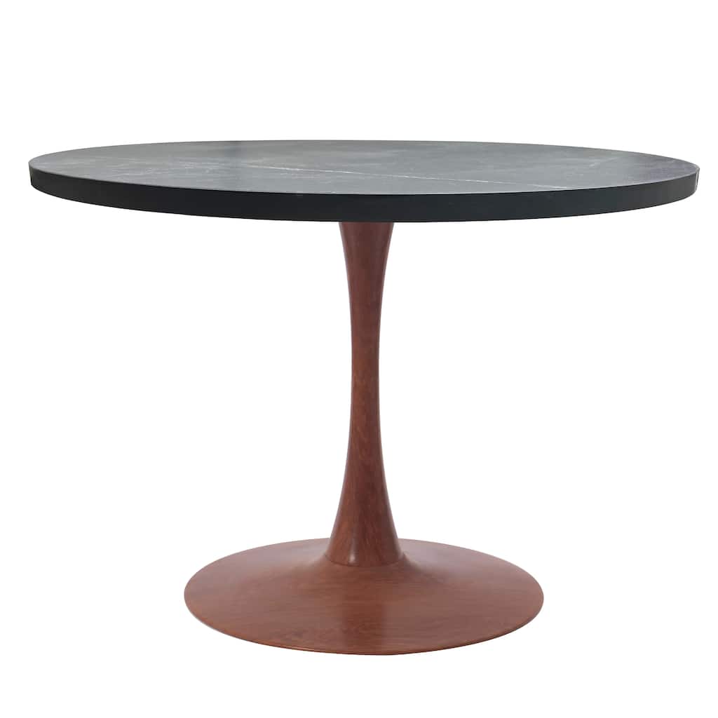 Bristol Round Dining Table 36 in. Wide MDF Tabletop in Cherry Steel Pedestal Base for Modern Kitchen and Dining Room