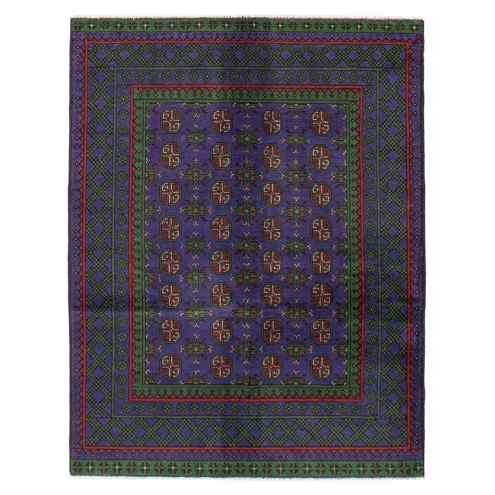 ECARPETGALLERY Hand-knotted Uzbek Kargahi Purple Wool Rug - 4'9 x 6'3