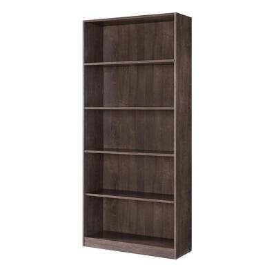 70 Inch Wooden Bookcase with 5 Shelves, Brown