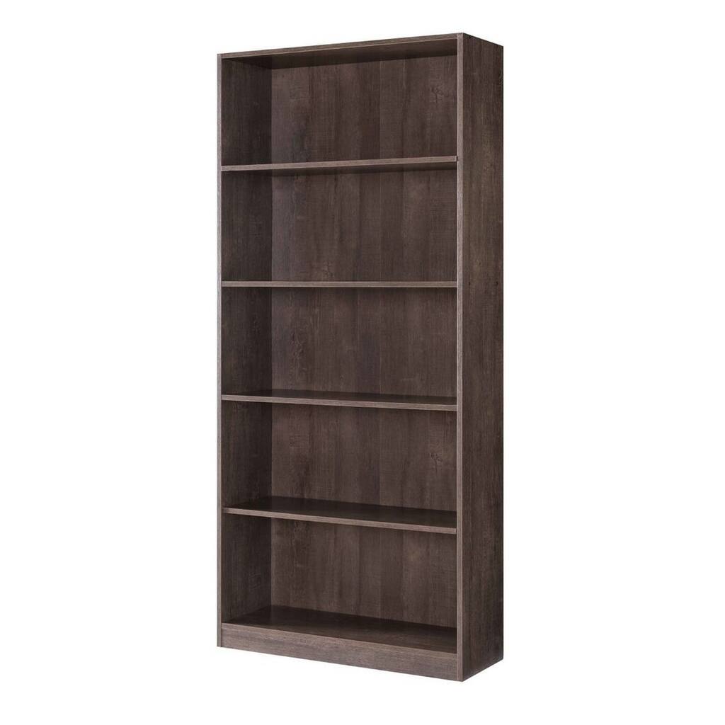 70 Inch Wooden Bookcase with 5 Shelves, Brown