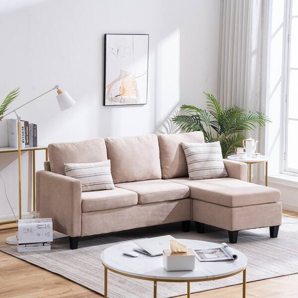Shop Reversible Sectional Sofa Couch L Shape 3 Seat Sofa Couch For