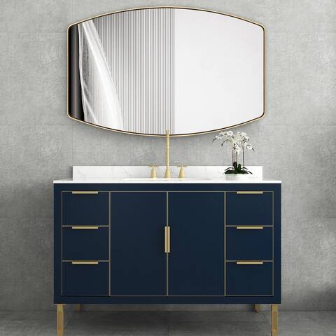 MacLuu Large Oblong Wall Mirrors Metal Frame Wall Mounted Bathroom Oval Mirror