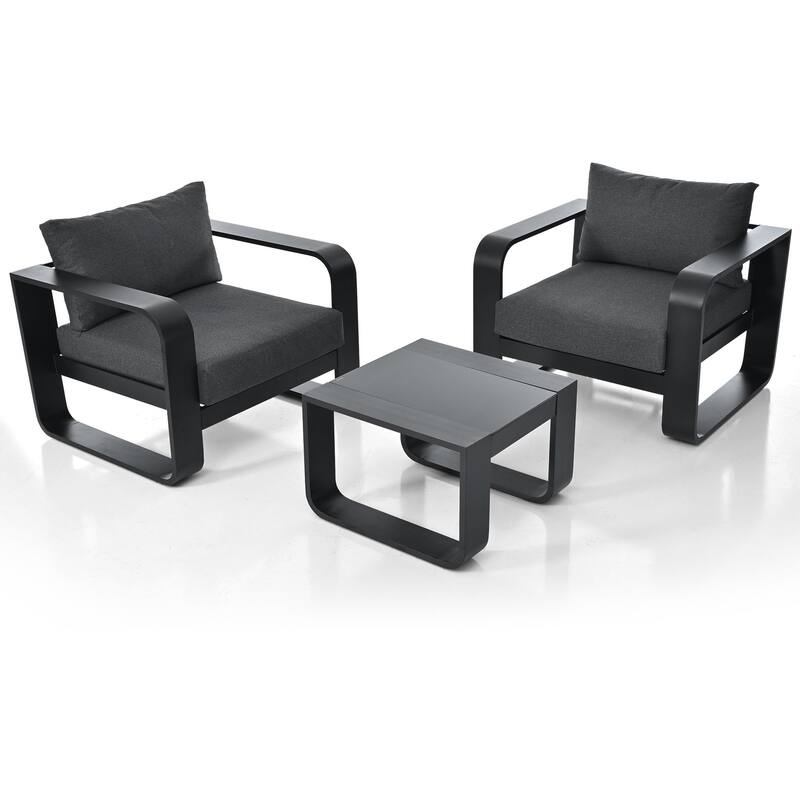 Patio Conversation Set Aluminum Frame With Cushion (Set of 3)