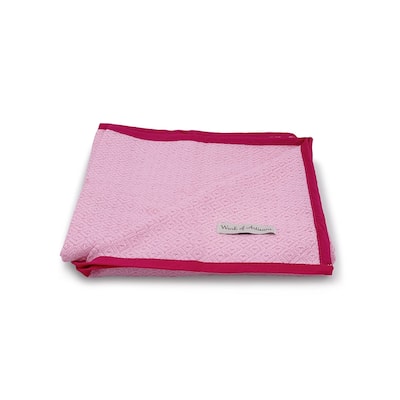 Work of Artisans Organic Cotton Woven Baby Blanket- Baby Pink w/ Dark Pink Hemming