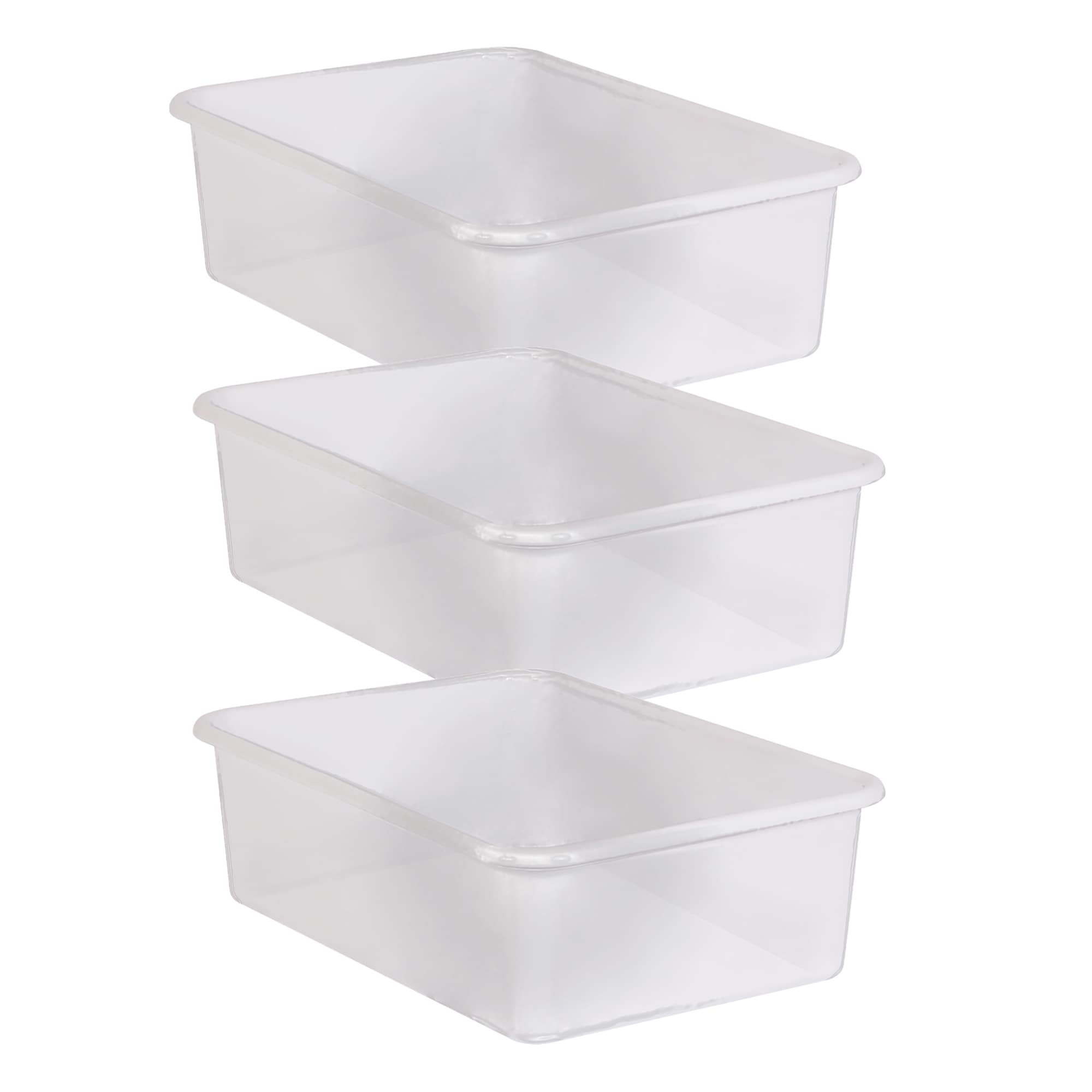 Teacher Created Resources Large Plastic Storage Bin, Clear, Pack of 3