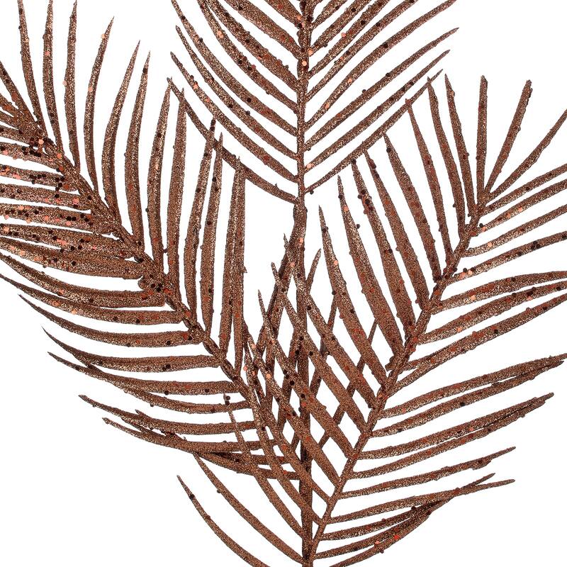 34" Glitter Mica Triple Palm Leaf Spray