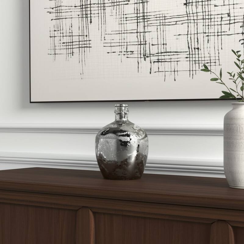 10" Silver Speckle Glass Table Vase - 8.00 - Silver - 8.00