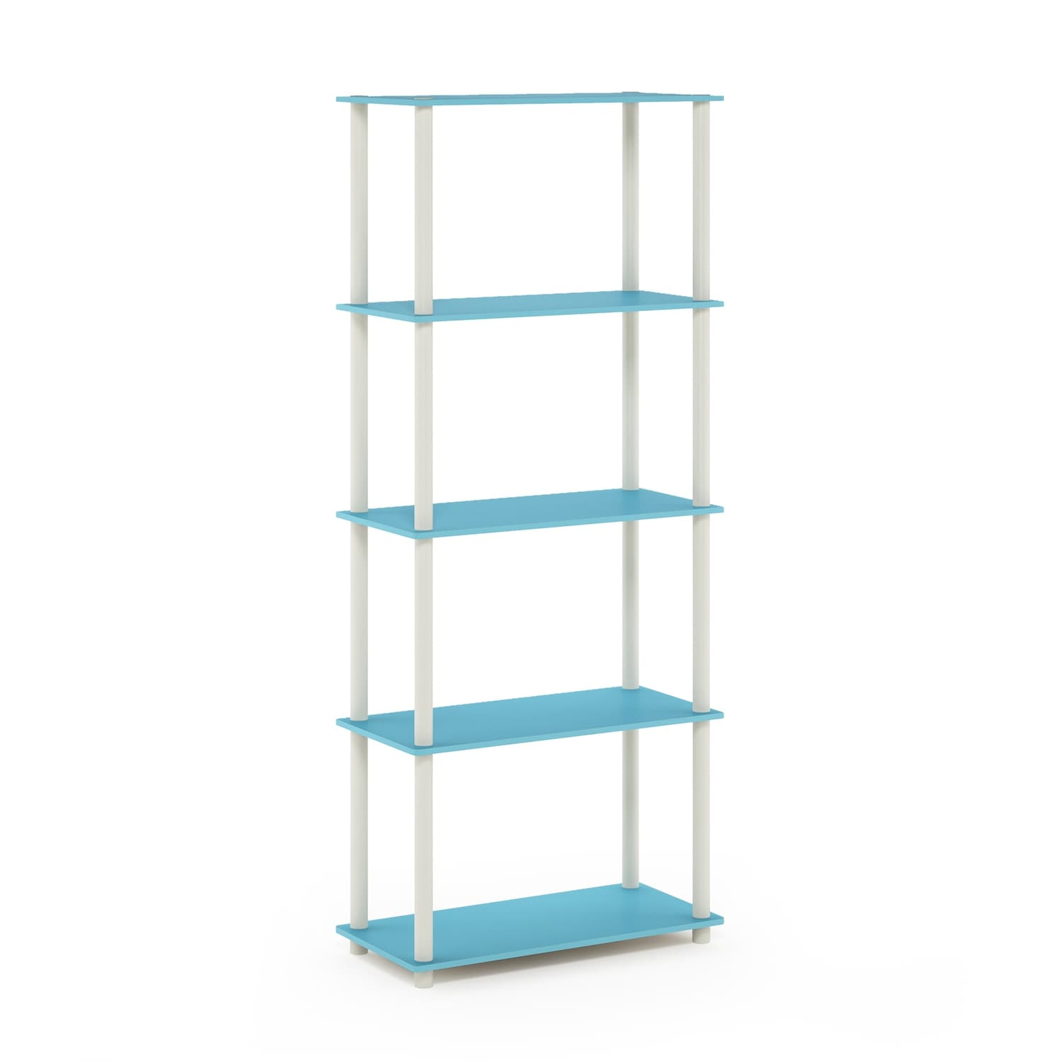5 Tiers Wood Household Shelving Unit in Light Blue/White (23.6 in. W x 57.4 in. H x 11.6 in. D) - 23.6