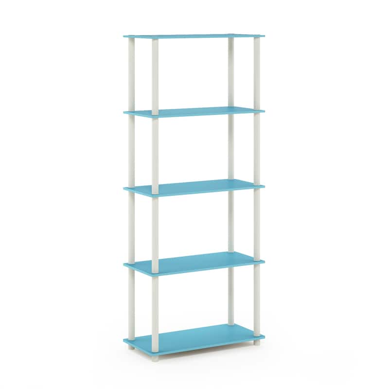 5 Tiers Wood Household Shelving Unit in Light Blue/White (23.6 in. W x 57.4 in. H x 11.6 in. D) - 23.6