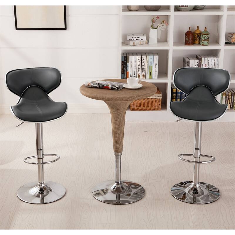 Upholstery Airlift Adjustable Swivel Barstool w/Chrome Base,Set of 2 - Grey