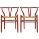 preview thumbnail 20 of 26, Set of 2 Modern Wood Dining Chair With Back Armchair Hemp Seat For Home Restaurant Office Kitchen Set of 2 - Red - Dining Height