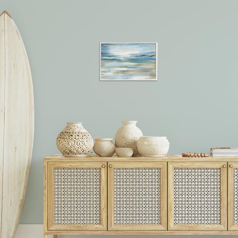 Stupell Gradient Ocean Waves Framed Giclee Art Design By Carol Robinson