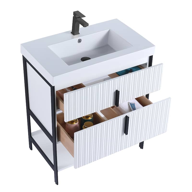 Fine Fixtures Serenity Modern Bathroom Vanity with White Gel Acrylic Top