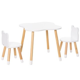 Wooden Kids Table and Chair Set Ideal for Arts, Meals, Homework, Cute Toddler Activity Table for Age 3 Years+