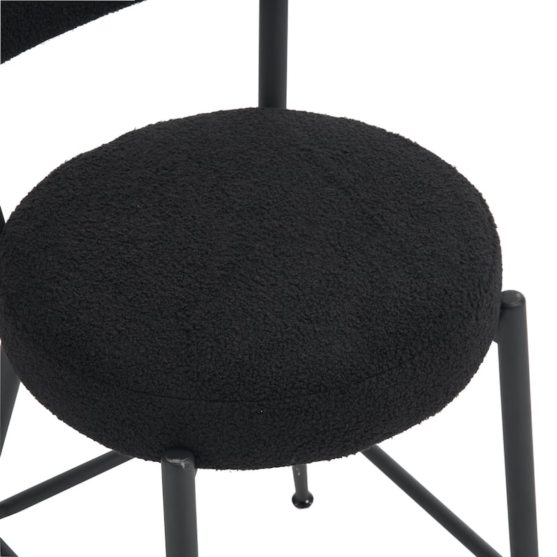 Set of 4 Modern Teddy Fabric Upholstered Bar Stools, Metal Base High Stool Suitable for Kitchen, Dining and Living Room