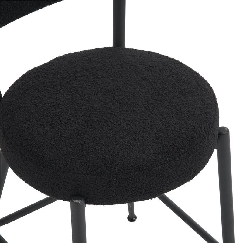 Set of 4 modern teddy fabric upholstered bar stools