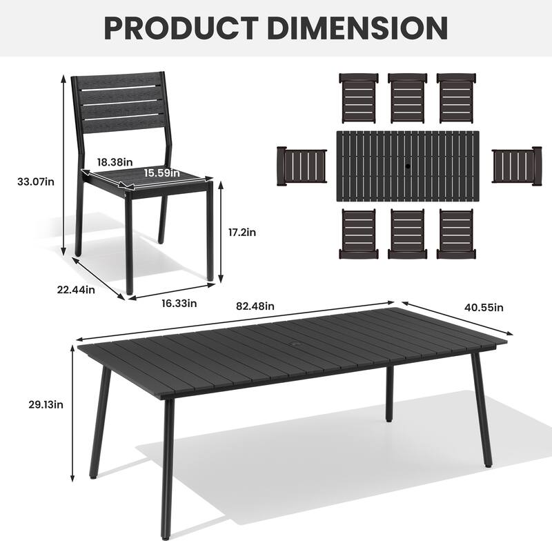 7-Piece Outdoor Dining Set Aluminum Dining table with Stackable Chairs