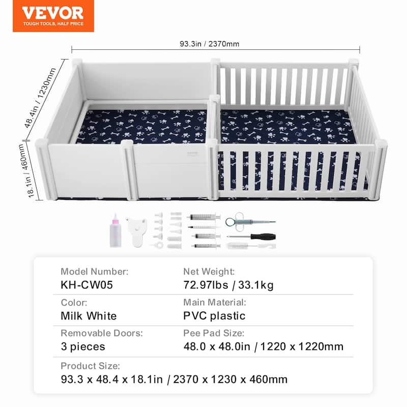 Dog Whelping Box, Dual Zone Whelping Box for Dogs and Puppies, Whelping Pen for Puppies, Dog Birthing Box with Rails