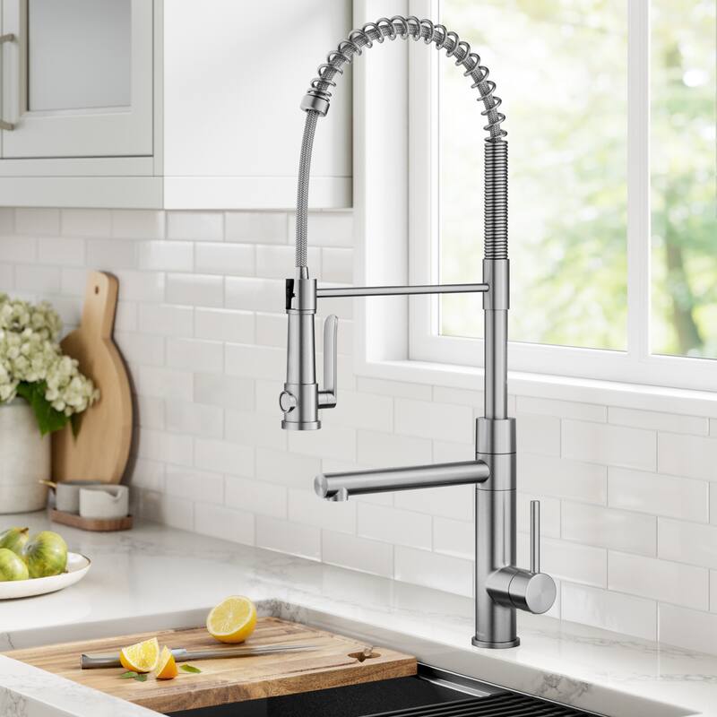 Kraus Artec 2-Function Commercial Pulldown Pot Filler Kitchen Faucet - KPF-1605 - 26 7/8" Height - SFS - Spot Free Stainless Steel
