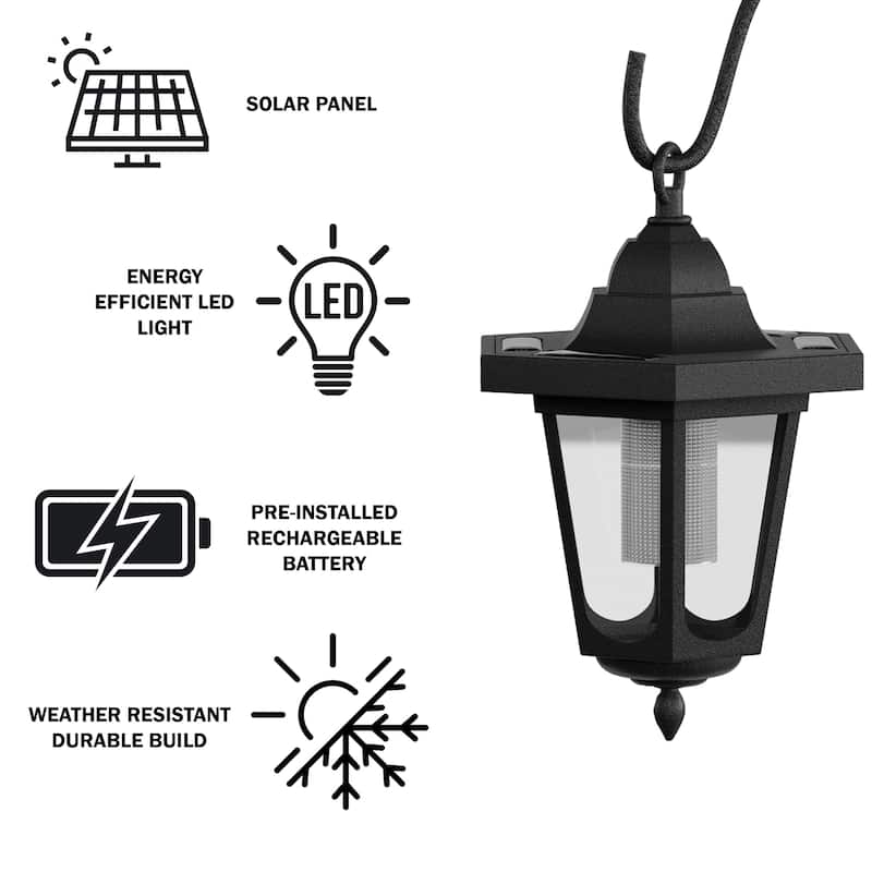 Pure Garden Hanging Solar Coach Lights with Hanging Hooks