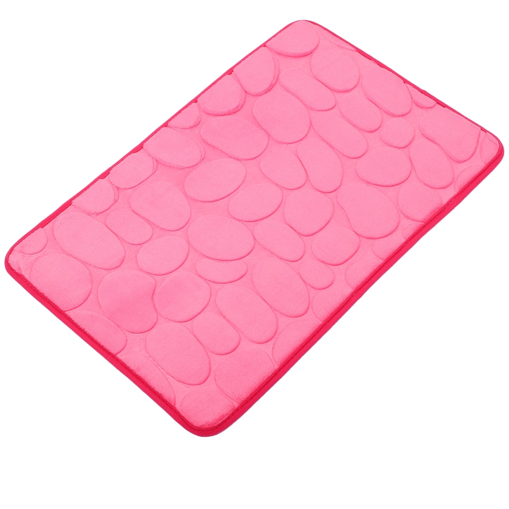 Non-Slip Bathroom Rugs, Polyester Bath Mat, Machine Washable Rose Red Cobblestone Pattern 23.62"x15.75"
