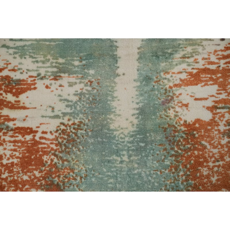 Hand-knotted Modern Silk Orange Abstract Oriental Area Rug - 5' 9'' X 4' 0''