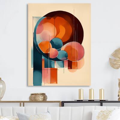 Designart "Abstract Shapes And Line Artwork II" Abstract Metal Wall Art