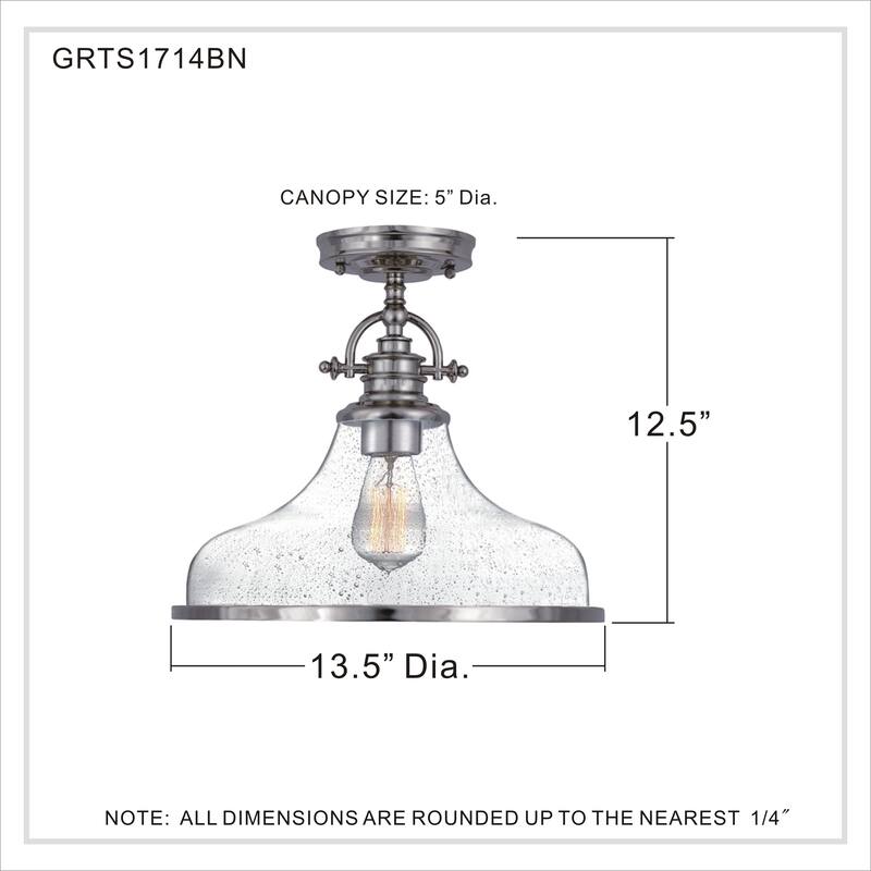 Quoizel Grant Brushed Nickel Steel 1-light Semi-Flush Mount
