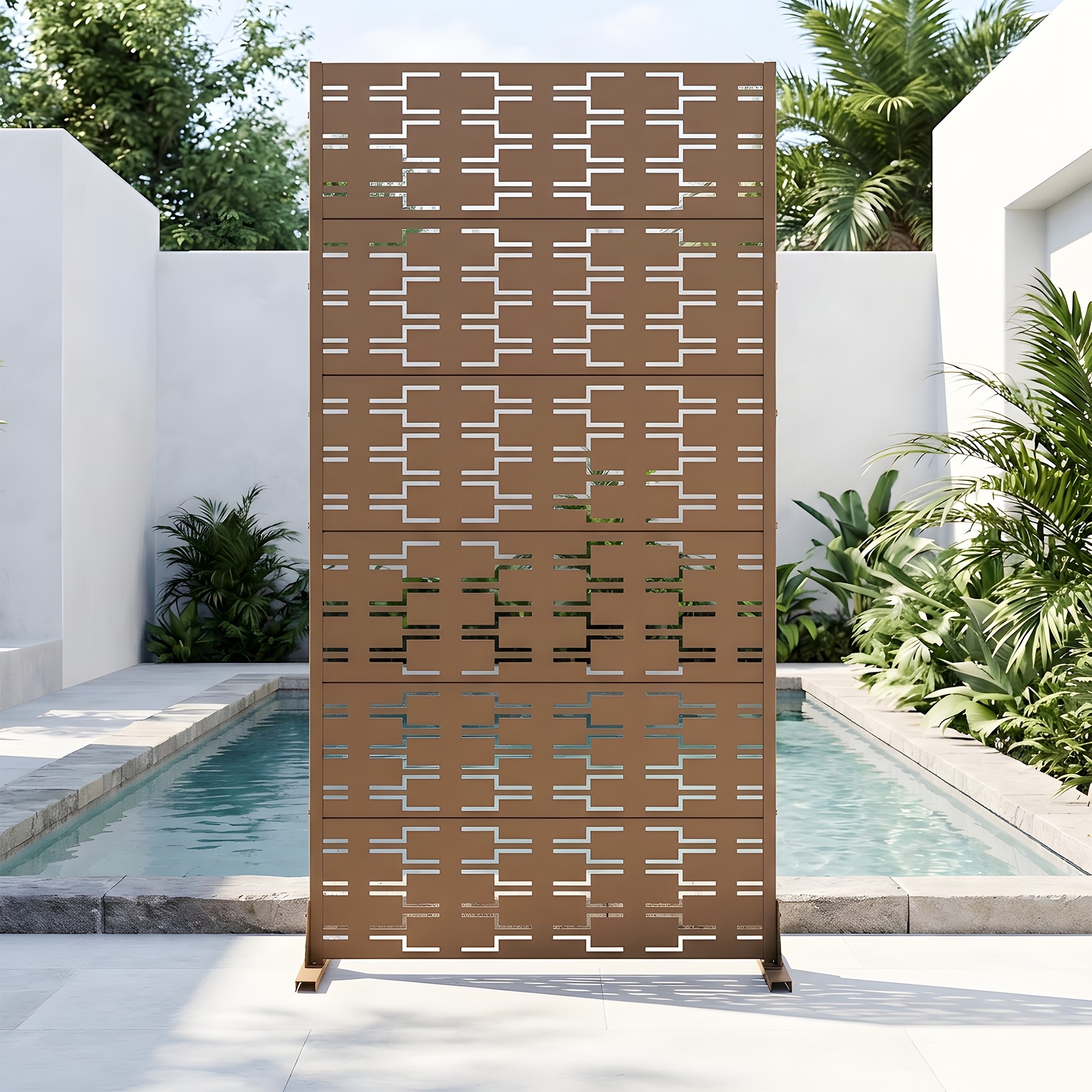 Outdoor Freestanding Metal Privacy Screen Decorative Partition Panel for Patio Garden Balcony