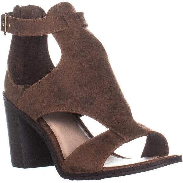 cognac block sandals