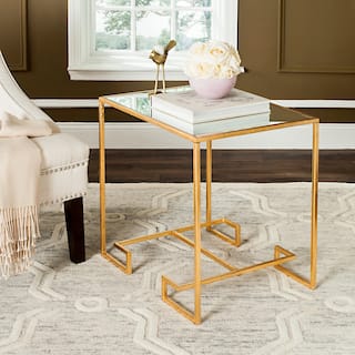 SAFAVIEH Seamus Antique Gold Leaf Accent Table - 24.1" x 18" x 24"