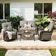 preview thumbnail 3 of 38, HOOOWOOO 5-piece Grey Wicker Chat Set Patio Conversation Set with Swivel Chairs Dark Grey