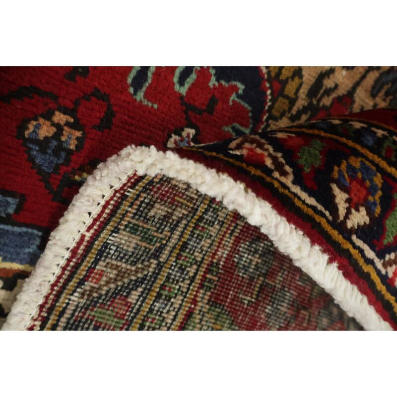 Hand Knotted Oriental 100% Wool Carpet Traditional Floral Red Tabriz Area Rug - 11' 0'' X 7' 10''