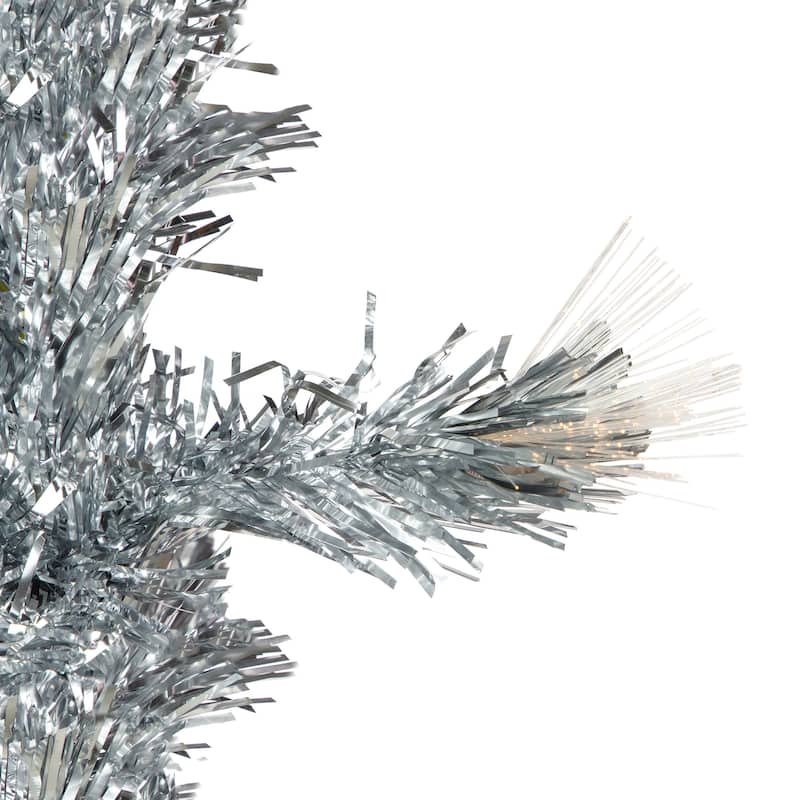 3' Pre-Lit Silver Fiber Optic Artificial Christmas Tree Warm White Lights