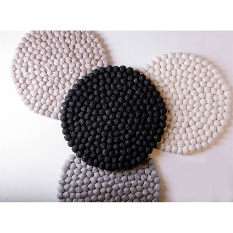 Wool Pom Chairpad/Trivet Dia 13.60 CHAROCAL - A - CHARCOAL