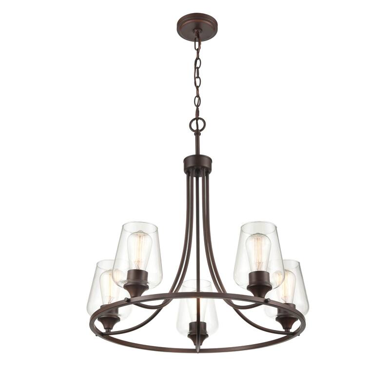 Millennium Lighting Ashford 5 Light Chandelier in Multiple Finishes with Clear Glass Shades - Rubbed Bronze