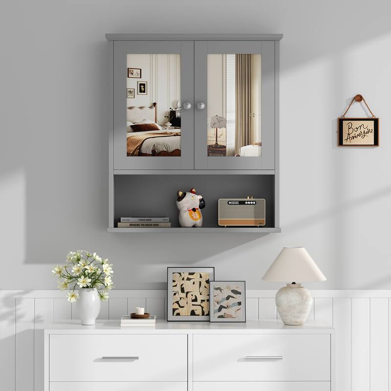 Futzca Bathroom Cabinet with Mirror, Wall Medicine Cabinet with Shelf