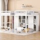 preview thumbnail 3 of 10, Elegant Double Twin Loft Beds with Wardrobes and Staircase, White