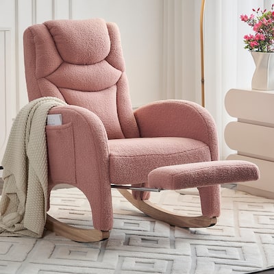 Fabric Nursery Rocking Chair With Adjustable Footrest