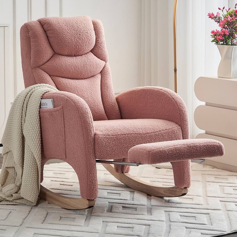 Teddy Rocking Chair With Adjustable Footrest - Pink