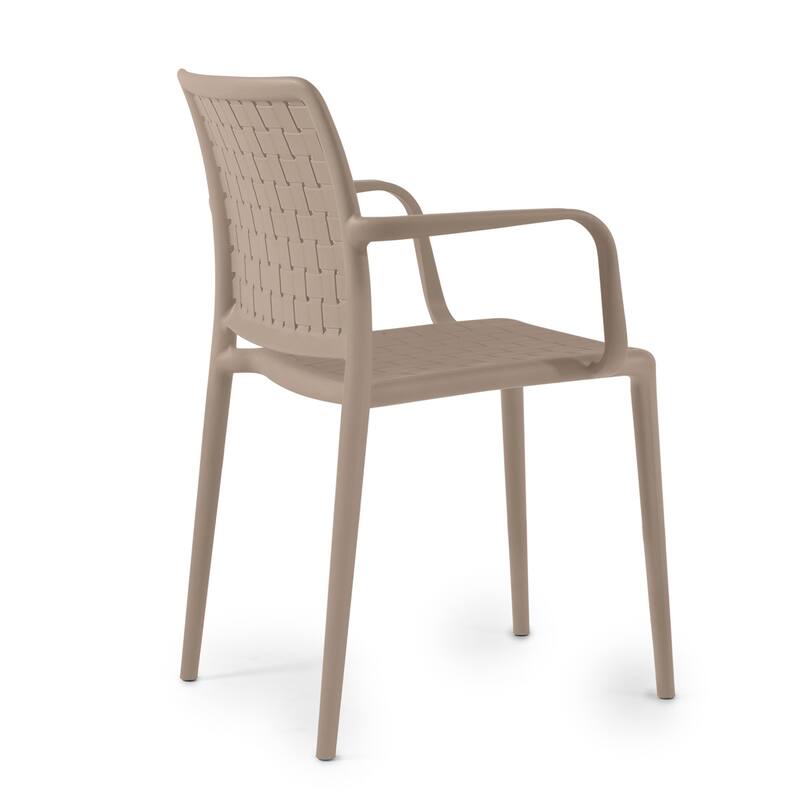 WRGHOME Modern Stacking Patio Dining Armchair Indoor/Outdoor (Set of 2) - 33.15'' H X 22.44'' W X 21.65'' D