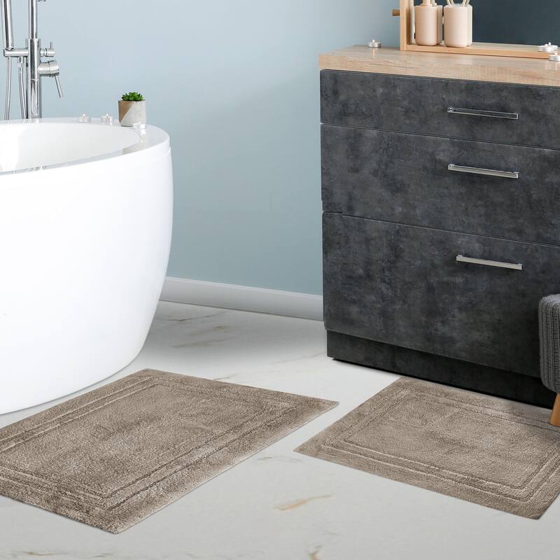 Superior Cotton Solid Non-slip Backing 2-Piece Bath Rug Set