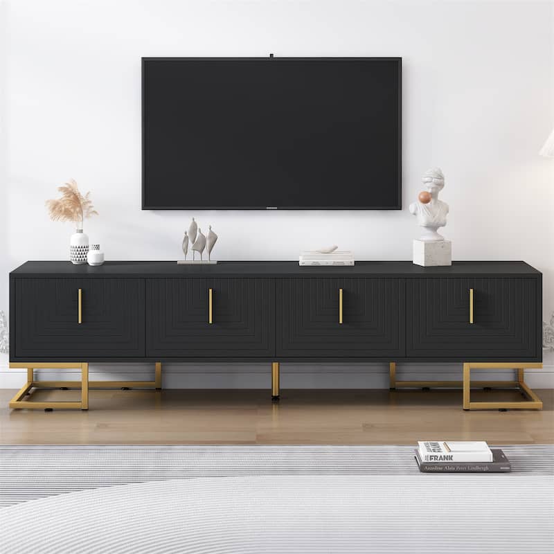 Modern TV Stand for TVs Up to 80'' - Black+Gold
