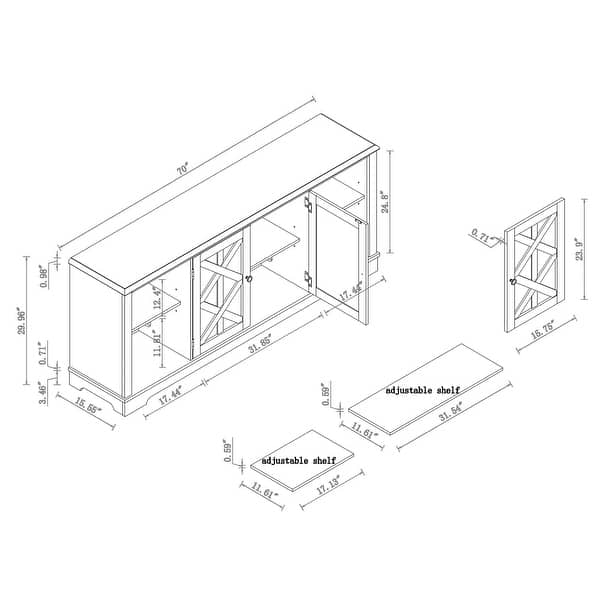 70-inch Extra-Wide Rustic TV Stand for 80" TVs - Natural Wood Finish