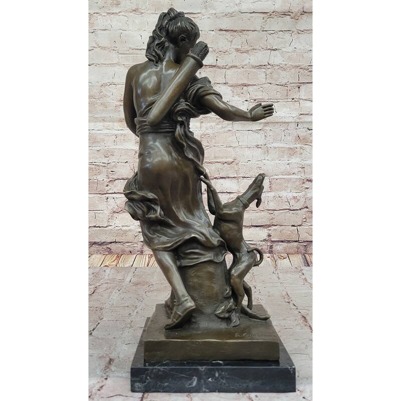Artemis Diana The Huntress Bronze Sculpture – Graceful Clical Goddess With Hound