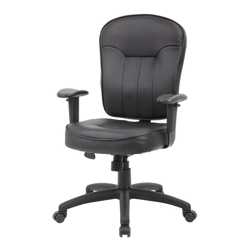 Boss Black Leather Task Chair W/ Adjustable Arms