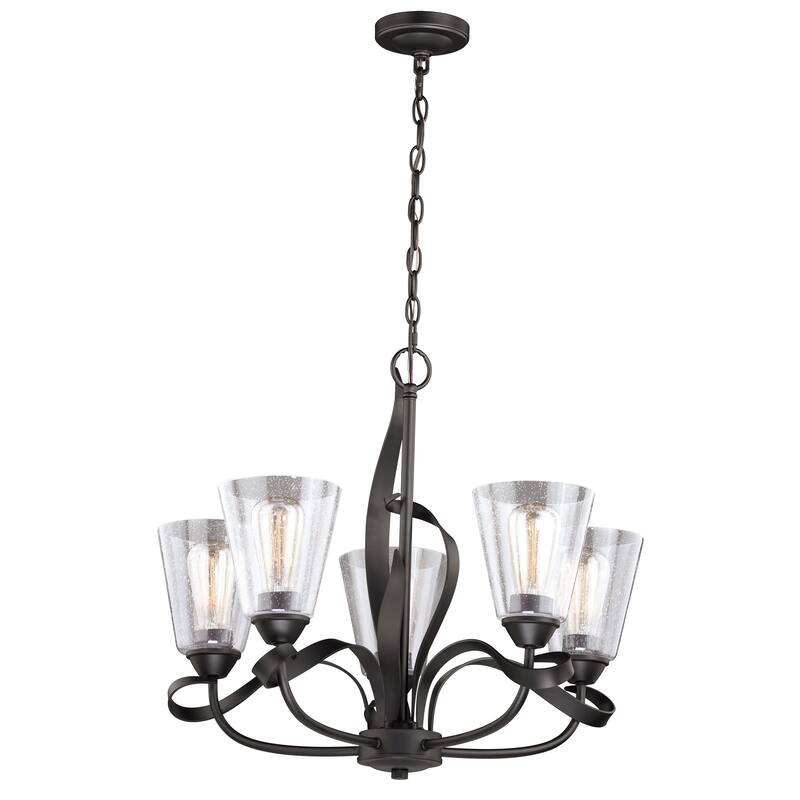 Cinta 5 Light Bronze Chandelier Clear Glass - 24.5-in W x 21-in H x 24.5-in D - Oil Rubbed Bronze - 24.5-in W x 21-in H x 24.5-in D
